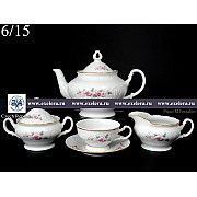 Чайный сервиз Лиана Серая роза золото MZ на 6 персон 17 предметов