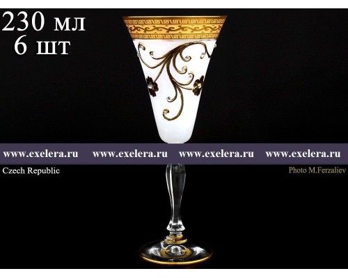 Набор бокалов для вина 230 мл Виктория Версаче Кутка R-G фон Bohemia 6 шт