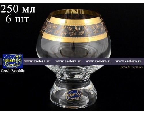 Набор бокалов для вина 250 мл Золотой листок Crystalite Bohemia 6 шт