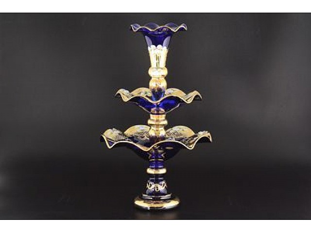 Фруктовница 3х ярусная см Bohemia Лепка Синяя E-V