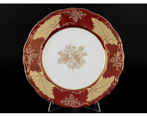 Набор тарелок 25 см Мария Луиза Кленовый лист Красный Carlsbad 6 шт