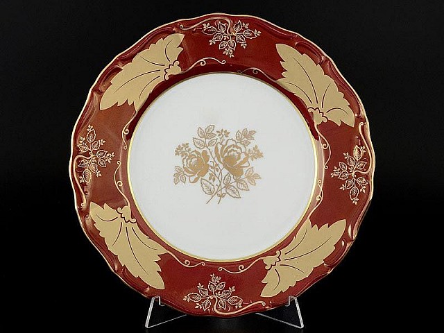 Набор тарелок 25 см Мария Луиза Кленовый лист Красный Carlsbad 6 шт