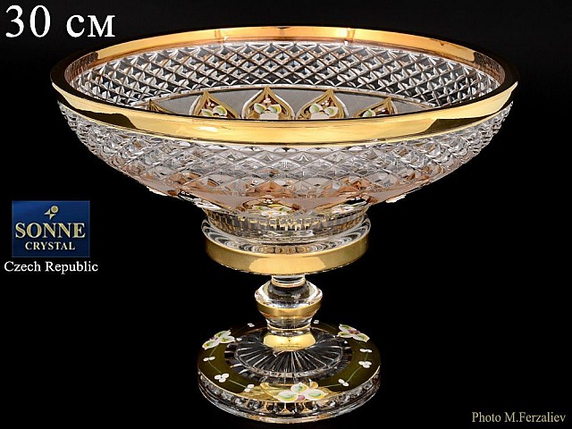Фруктовница на ножке Sonne Crystal Золото 30 см