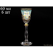 Набор рюмок для водки 60 мл Анжела U-R фон зеленый Bohemia Crystal