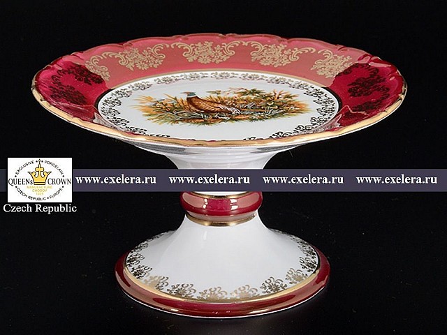 Конфетница на ножке Охота красная Корона Queens Crown 17 см
