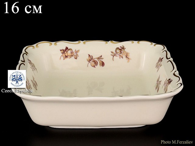 Салатник квадратный 16 см Анжелика Слоновая кость Золотая роза MZ