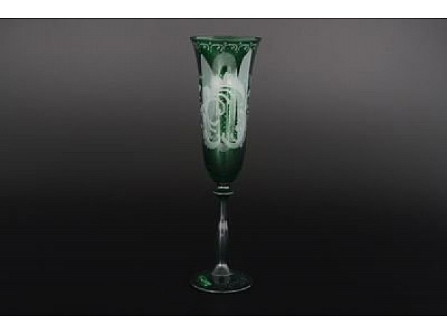 Набор фужеров для шампанского 190 мл Зеленый E-V Bohemia Crystal