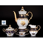 Кофейный сервиз Офелия Золотая роза Кобальт Мелкий узор MZ на 6 персон