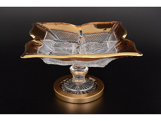 Фруктовница Florale 36 см Sonne Crystal Золото