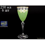 Набор матовых зеленых бокалов для вина 250 мл 6 штук Bohemia Crystal