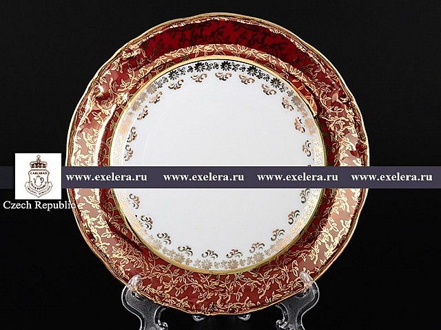 Тарелка 17 см Мария Луиза Лист Красный Carlsbad (1 шт) 3002