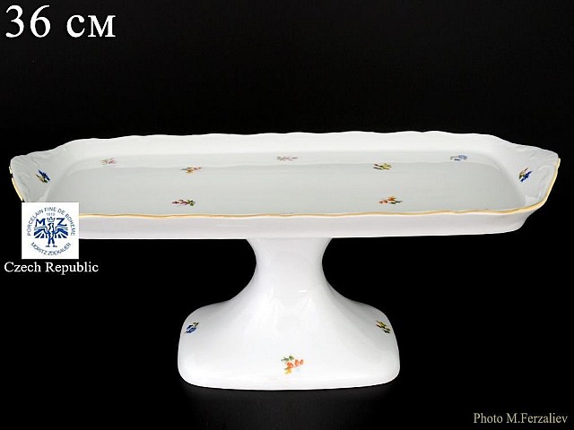 Поднос на ножке 36 см Офелия Мелкие цветы отводка золото MZ