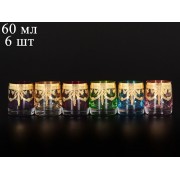 Набор стопок для водки Идеал Арлекино цветные с золотом Bohemia Crystal 60 мл