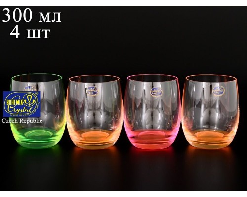 Набор стаканов 300 мл Арлекино Неон (Bohemia Crystal (4 шт)