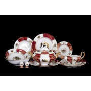 Столовый сервиз Охота Красная Барокко Royal Czech Porcelain на 6 персон