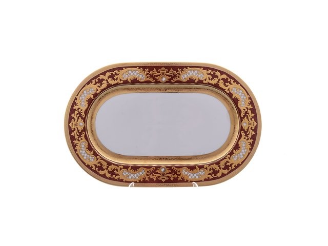 Блюдо овальное 36 см Falkenporzellan Alena 3D Bordeaux Gold Constanza