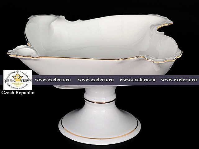 Салатник Белый узор Корона Queens Crown 31 см на ножке