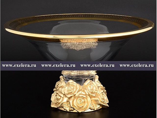 Фруктовница 35 см Розы Bohemia Crystal