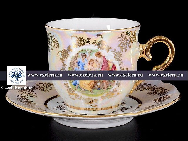 Набор кофейных пар 120 мл Магнолия Мадонна перламутр MZ (6 пар)