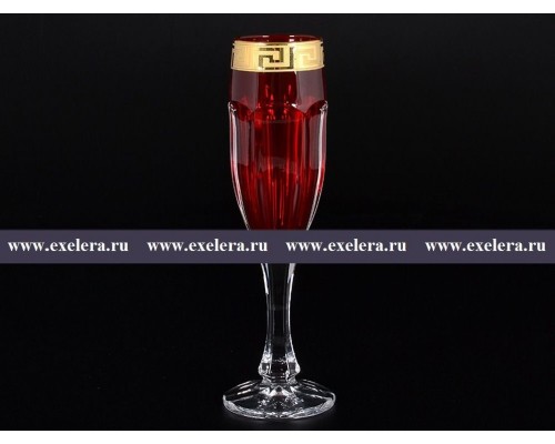 Набор фужеров для шампанского Костка Сафари Рубин Bohemia Crystal 6 шт