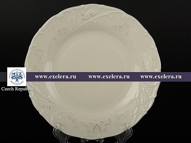Набор тарелок 19 см Лиана Платиновый узор слоновая кость MZ 6 шт
