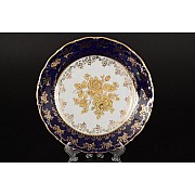 Набор тарелок 21 см Офелия Золотая роза Кобальт Мелкий узор MZ 6 шт