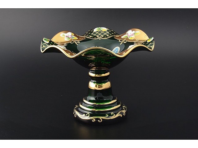 Конфетница 18 см Bohemia Crystal Лепка Зеленая B-P