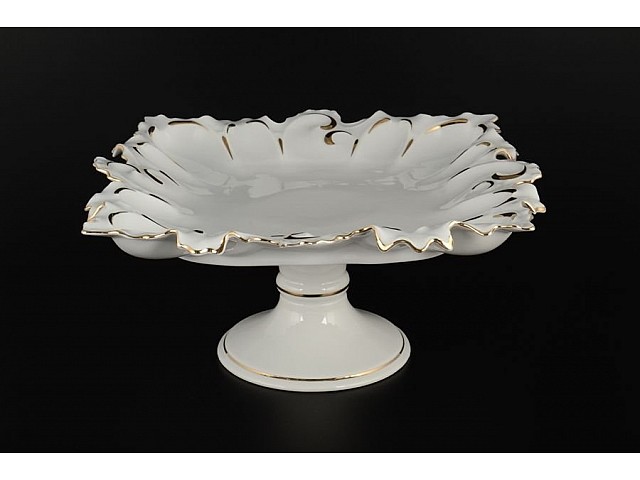 Блюдо квадратное на ножке Золотая полоса Queens Crown 36 см