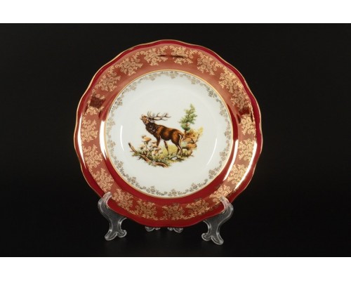 Набор глубоких тарелок 23 см Царская Красная Охота Royal Czech Porcelain 6 шт