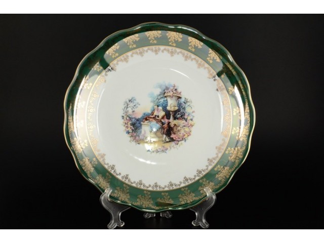 Блюдо круглое 30см Зеленое Барокко Royal Czech Porcelain