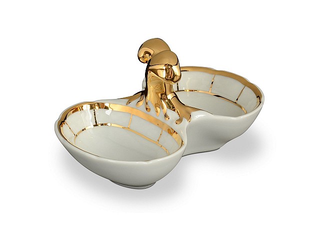 Прибор для специй двойной Thun Менуэт Отводка золото