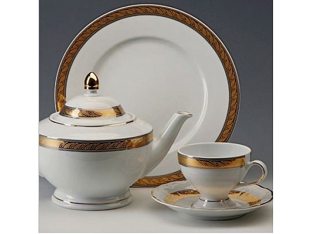 Чайный сервиз Thun Кристина Платиновая золотая лента на 6 персон