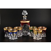Набор для виски Quadro E-S цветные Bohemia Crystal 7 предметов