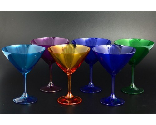 Набор бокалов для мартини 280 мл Klara Crystalite Bohemia цветные 6 шт