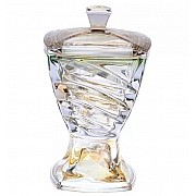 Конфетница с крышкой на ножке 24 см Facet Crystalite Bohemia зеленая