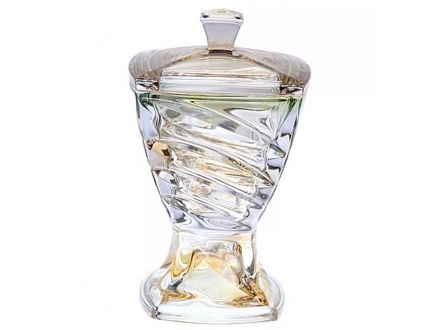 Конфетница с крышкой на ножке 24 см Facet Crystalite Bohemia зеленая