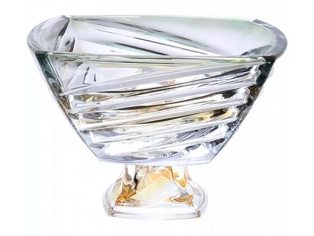 Фруктовница на ножке 33 см Facet Crystalite Bohemia зеленая