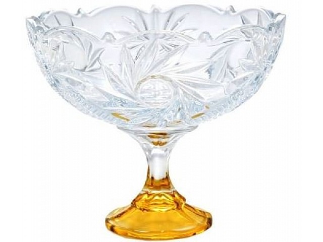 Конфетница 21 см на ножке с золотом U-R Bohemia Crystal