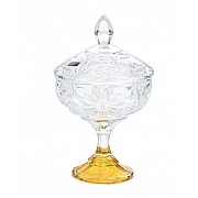 Конфетница 15 см на ножке с золотом U-R Bohemia Crystal
