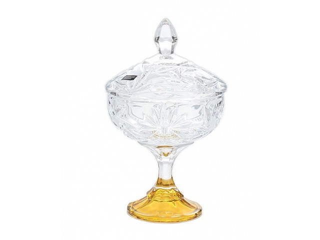 Конфетница 15 см на ножке с золотом U-R Bohemia Crystal