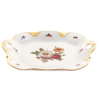 Блюдо с ручками Queen's Crown Мейсенский букет 32 см