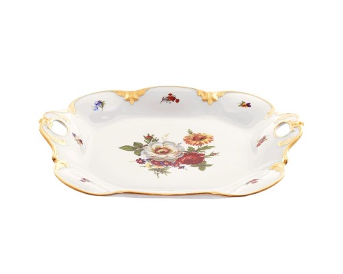 Блюдо с ручками Queen's Crown Мейсенский букет 32 см