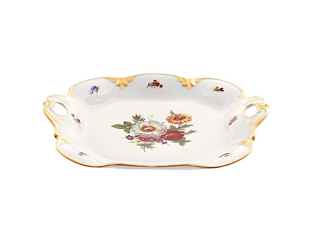 Блюдо с ручками Queen's Crown Мейсенский букет 32 см