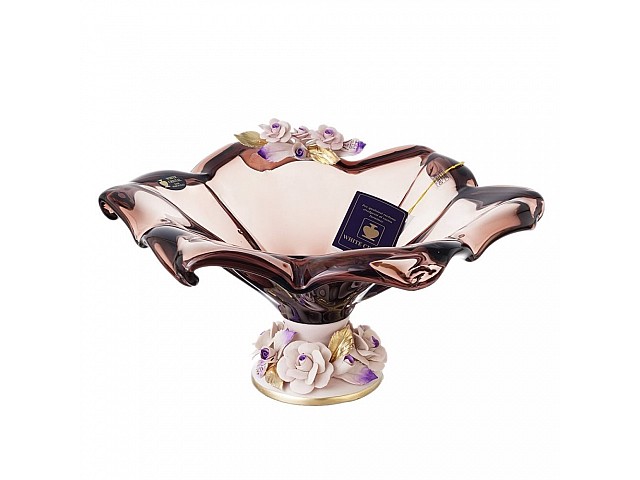 Фруктовница White Cristal 35 см розовая