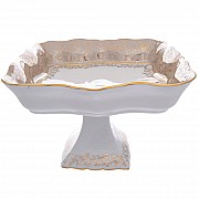 Салатник квадратный на ножке Queen's Crown Aristokrat Лист Бежевый 24 см