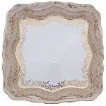 Салатник квадратный на ножке Queen's Crown Aristokrat Лист Бежевый 24 см