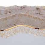 Салатник квадратный на ножке Queen's Crown Aristokrat Лист Бежевый 24 см