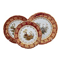 Набор тарелок Repast Охота красная Мария-тереза R-L 18 предметов
