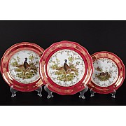 Набор тарелок Охота Красная SYKORA на 6 персон 18 шт