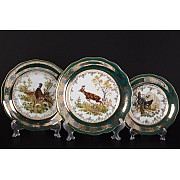 Набор тарелок Охота Зеленая SYKORA на 6 персон 18 шт